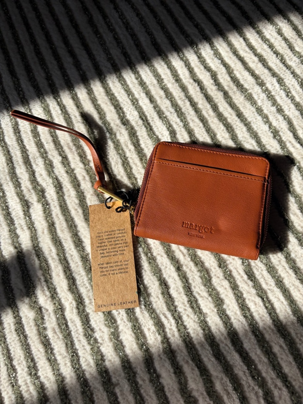 margot Leather Zip Wristlet Wallet - Cognac